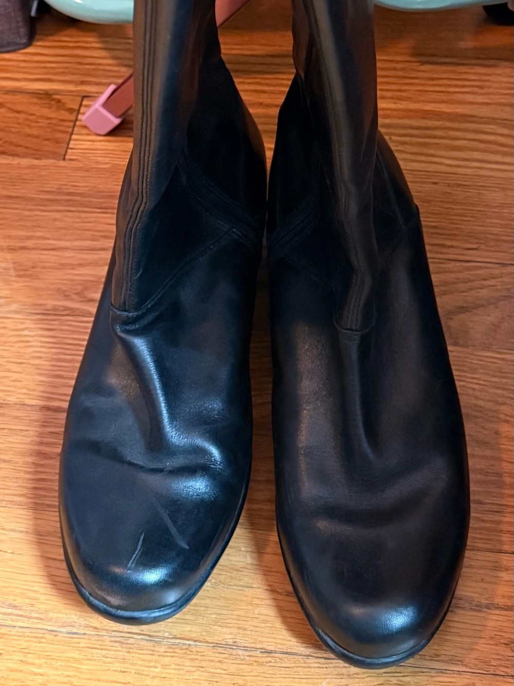 Clarks Black Leather Stretch Knee Boots